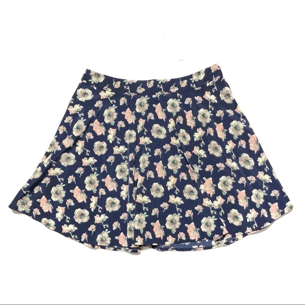 Lush Print Circle Skirt Medium Women’s Blue Floral